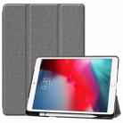For iPad 10.2 2021 / 2020 / 2019 / Air 3 / Pro 10.5 / iPad 10.2 2020 Denim Texture Horizontal Flip Leather Case with Three-folding Holder & Sleep / Wake-up Function(Grey) - 1