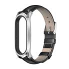 For Xiaomi Mi Band 6 / 5 / 4 / 3 Mijobs GT First Layer Cowhide Watch Band(Oil Black+Silver) - 1