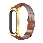 For Xiaomi Mi Band 6 / 5 / 4 / 3 Mijobs GT First Layer Cowhide Watch Band(Oil Brown+Gold) - 1