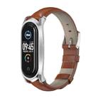 For Xiaomi Mi Band 6 / 5 / 4 / 3 Mijobs GT First Layer Cowhide Watch Band(Oil Brown+Silver) - 2