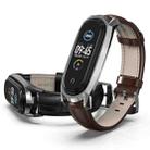 For Xiaomi Mi Band 6 / 5 / 4 / 3 Mijobs GT First Layer Cowhide Watch Band(Oil Brown+Silver) - 3
