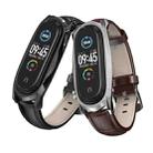 For Xiaomi Mi Band 6 / 5 / 4 / 3 Mijobs GT First Layer Cowhide Watch Band(Oil Brown+Silver) - 5