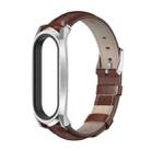 For Xiaomi Mi Band 6 / 5 / 4 / 3 Mijobs GT First Layer Cowhide Watch Band(Bamboo Joint Coffee+Silver) - 1