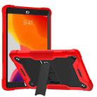 For iPad 10.2 2021 / 2020 / 2019 Silicone + PC Shockproof Protective Case with Holder(Red + Black) - 1