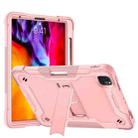 For iPad Pro 11 inch Silicone PC Shockproof Tablet Case with Holder (Rose Gold) - 1