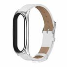 For Xiaomi Mi Band 6 / 5 / 4 / 3 Mijobs Metal Case Crazy Horse Texture PU Microfiber Plus Watch Band(White Silver) - 1