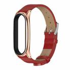 For Xiaomi Mi Band 6 / 5 / 4 / 3 Mijobs Metal Case Crazy Horse Texture PU Microfiber Plus Watch Band(Red Rose Gold) - 1