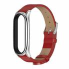 For Xiaomi Mi Band 6 / 5 / 4 / 3 Mijobs Metal Case Crazy Horse Texture PU Microfiber Plus Watch Band(Red Silver) - 1