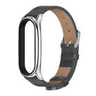 For Xiaomi Mi Band 6 / 5 / 4 / 3 Mijobs Metal Case Crazy Horse Texture PU Microfiber Plus Watch Band(Gray Silver) - 1