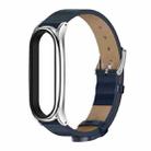 For Xiaomi Mi Band 6 / 5 / 4 / 3 Mijobs Metal Case Crazy Horse Texture PU Microfiber Plus Watch Band(Blue Silver) - 1