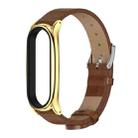 For Xiaomi Mi Band 6 / 5 / 4 / 3 Mijobs Metal Case Crazy Horse Texture PU Microfiber Plus Watch Band(Brown Gold) - 1