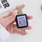 Three-beads Steel Watch Band For Apple Watch Series 9&8&7 41mm / SE 3&SE 2&6&SE&5&4 40mm / 3&2&1 38mm(Rose Gold) - 1