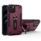 War-god Armor TPU + PC Shockproof Magnetic Protective Case with Folding Holder For iPhone 12(Wine Red) - 1