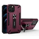 War-god Armor TPU + PC Shockproof Magnetic Protective Case with Folding Holder For iPhone 12 Pro(Wine Red) - 1