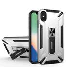 For iPhone X / XS War-god Armor TPU + PC Shockproof Magnetic Protective Case with Folding Holder(Silver) - 1