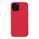 For iPhone 13 mini Solid Color Liquid Silicone Shockproof Protective Case (Carmine) - 1