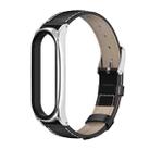 For Xiaomi Mi Band 6 / 5 / 4 / 3 Mijobs First Layer Cowhide Plus Watch Band(Black Silver) - 1