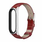 For Xiaomi Mi Band 6 / 5 / 4 / 3 Mijobs First Layer Cowhide Plus Watch Band(Red Silver) - 1