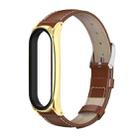 For Xiaomi Mi Band 6 / 5 / 4 / 3 Mijobs First Layer Cowhide Plus Watch Band(Brown Gold) - 1