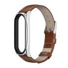 For Xiaomi Mi Band 6 / 5 / 4 / 3 Mijobs First Layer Cowhide Plus Watch Band(Brown Silver) - 1