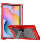 For Samsung Galaxy Tab S6 Lite Silicone + PC Shockproof Protective Case with Holder(Red + Black) - 1