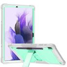 For Samsung Galaxy Tab S7 FE Silicone + PC Shockproof Protective Case with Holder(Gray + Green) - 1