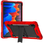 For Samsung Galaxy Tab S8 / Galaxy Tab S7 Silicone + PC Shockproof Protective Case with Holder(Red + Black) - 1
