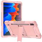 For Samsung Galaxy Tab S8 / Galaxy Tab S7 Silicone + PC Shockproof Protective Case with Holder(Rose Gold) - 1