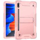 For Samsung Galaxy Tab S8 / Galaxy Tab S7 Silicone + PC Shockproof Protective Case with Holder(Rose Gold) - 2