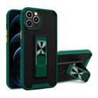 Dual-color Skin Feel TPU + PC Magnetic Shockproof Case with Invisible Holder For iPhone 11 Pro(Dark Green) - 1