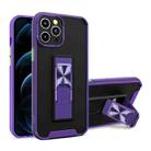 Dual-color Skin Feel TPU + PC Magnetic Shockproof Case with Invisible Holder For iPhone 12 Pro Max(Purple) - 1
