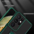 For Samsung Galaxy S21 Ultra 5G Dual-color Skin Feel TPU + PC Magnetic Shockproof Case with Invisible Holder(Dark Green) - 4
