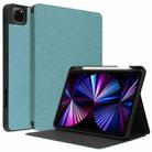 For iPad Pro 11 2022 / 2021 / 2020 / 2018 Cloth Texture TPU Horizontal Flip Leather Tablet Case with Pen Slot & Holder(Mint Green) - 1