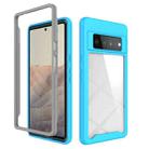 For Google Pixel 6 Pro Starry Sky Solid Color Series Shockproof PC + TPU Case(Light Blue) - 1