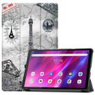 For Lenovo Qitian K10 TB-X6C6F / TB-X6C6X / TB-X6C6NBF Custer Painted TPU Smart Tablet Leather Case with Sleep / Wake-up Function & 3-Fold Holder(Retro Tower) - 1