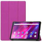 For Lenovo Qitian K10 TB-X6C6F / TB-X6C6X / TB-X6C6NBF Custer Texture Horizontal Flip Leather Case with Three-folding Holder & Sleep / Wake-up Function(Purple) - 1