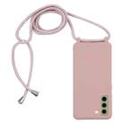 For Samsung Galaxy S21 FE Candy Colors TPU Protective Case with Lanyard(Rose Gold) - 1