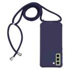 For Samsung Galaxy S21 FE Candy Colors TPU Protective Case with Lanyard(Dark Blue) - 1