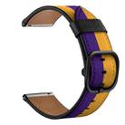 22mm For Xiaomi Haylou RT RS3 LS04 / LS05S Universal Printed Leather Watch Band(Yellow Purple Stripes) - 1