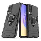 For vivo V21e 5G PC + TPU Shockproof Protective Case with Magnetic Ring Holder(Black) - 1
