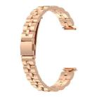 For Fitbit Luxe Special Edition Three-beads Stainless Steel Flat Buckle Watch Band(Rose Gold) - 1