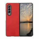 For Samsung Galaxy Z Fold3 5G Two-color Cowhide Texture PU Shockproof Protective Case(Red) - 1