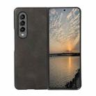 For Samsung Galaxy Z Fold3 5G Two-color Cowhide Texture PU Shockproof Protective Case(Black) - 1