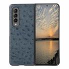 For Samsung Galaxy Z Fold3 5G Ostrich Skin Texture Shockproof Protective Leather Case(Blue) - 1