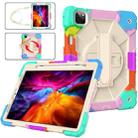 For iPad Pro 11 2022 / 2021 / 2020 / 2018 / Air 2020 10.9 Contrast Color Robot Shockproof Silicone PC Tablet Case with Holder & Shoulder Strap(Colorful Mint Beige) - 1