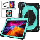 For iPad Pro 11 2022 / 2021 / 2020 / 2018 / Air 2020 10.9 Contrast Color Robot Shockproof Silicone PC Tablet Case with Holder & Shoulder Strap(Black Mint) - 1