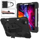 For iPad Pro 11 2022 / 2021 / 2020 / 2018 / Air 2020 10.9 Contrast Color Robot Shockproof Silicone PC Tablet Case with Holder & Shoulder Strap(Black) - 2
