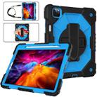 For iPad Pro 11 2022 / 2021 / 2020 / 2018 / Air 2020 10.9 Contrast Color Robot Shockproof Silicone PC Tablet Case with Holder & Shoulder Strap(Black Blue) - 1