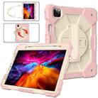 For iPad Pro 11 2022 / 2021 / 2020 / 2018 / Air 2020 10.9 Contrast Color Robot Shockproof Silicone PC Tablet Case with Holder & Shoulder Strap(Rose Gold Beige) - 1