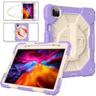 For iPad Pro 11 2022 / 2021 / 2020 / 2018 / Air 2020 10.9 Contrast Color Robot Shockproof Silicone PC Tablet Case with Holder & Shoulder Strap(Purple Beige) - 1